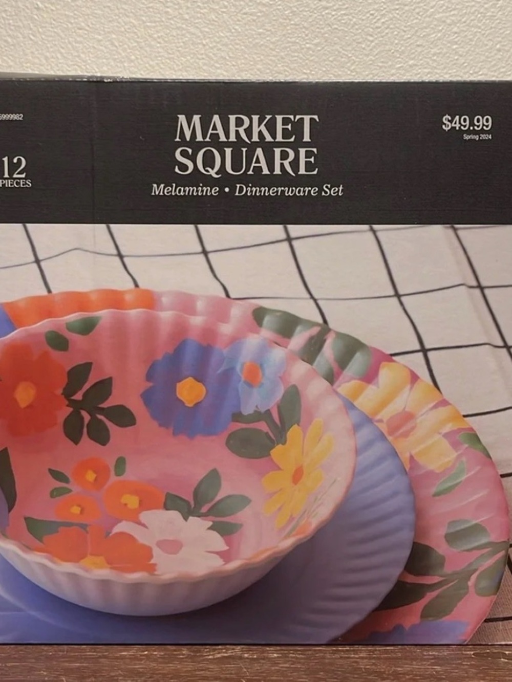 Market Square Set of Floral Melamine Dishes- Brand New